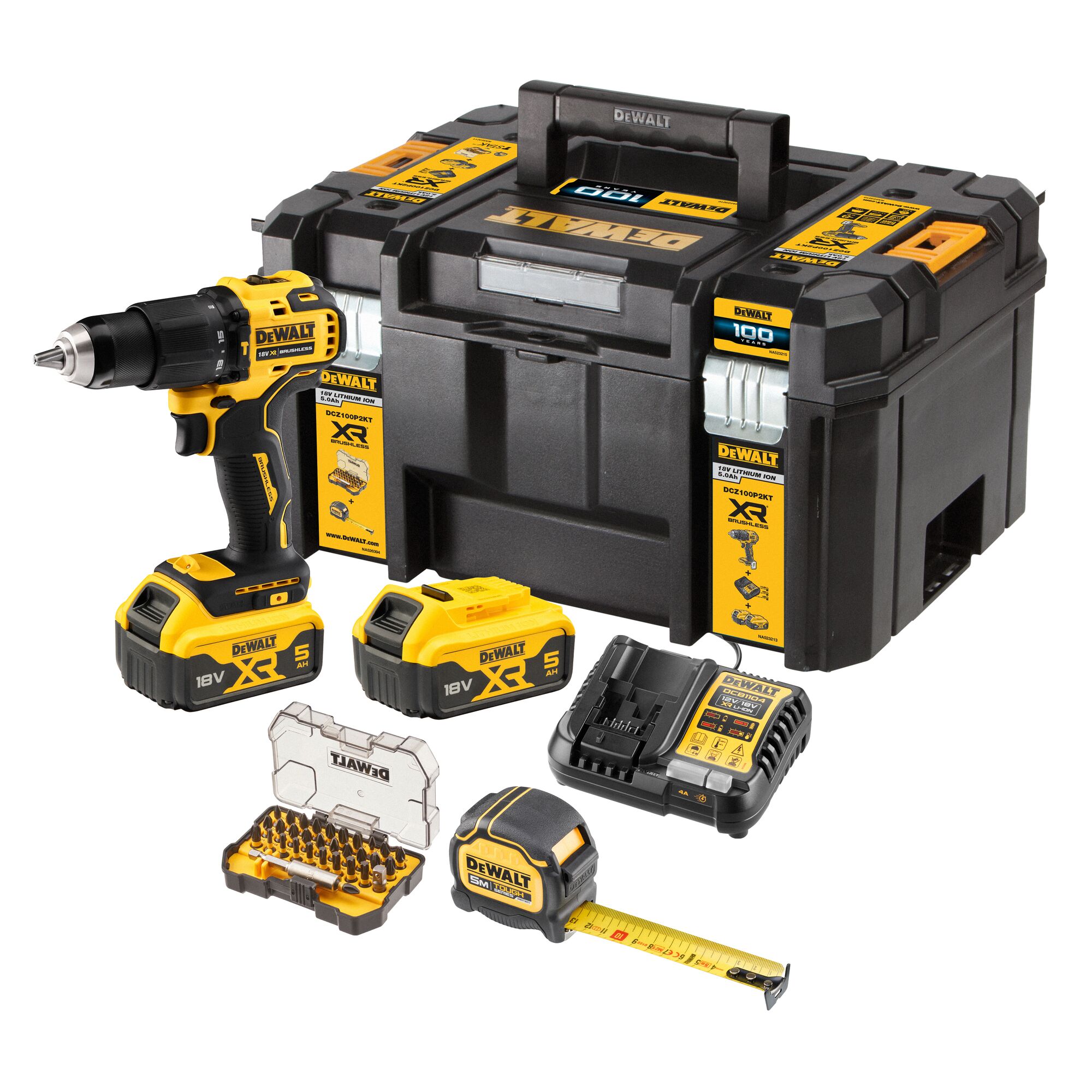 Dewalt  DCZ100P2KT-QZ Aktions-Set bestehend aus: 18V Akku-Schlagschrauber DCD709
