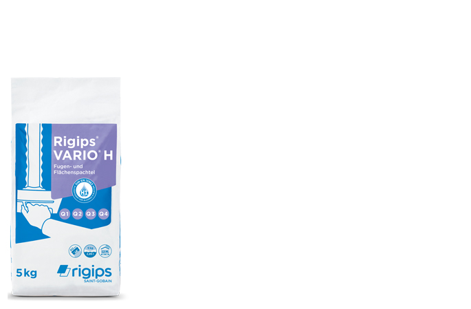 Rigips Vario H Fugen- und Flächenspachtel zum Einsatz im Glasroc H System 5 kg/Sack  Rigips Vario H Fugen- und Flächenspachtel zum Einsatz im Glasroc H System 5 kg/Sack