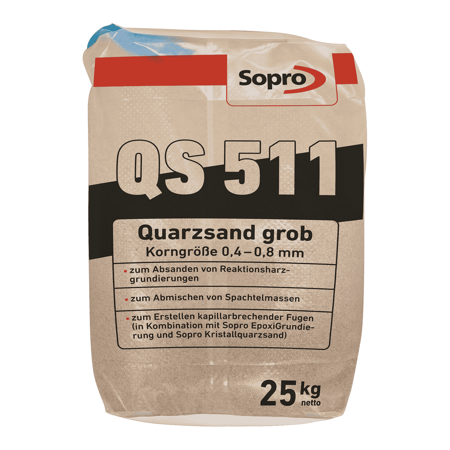 Sopro Quarzsand grob QS 511 25 Kg Sack   Körnung 0,4-0,8mm #NP=Pal.40St.  Sopro Quarzsand grob QS 511 25 Kg Sack   Körnung 0,4-0,8mm #NP=Pal.40St.